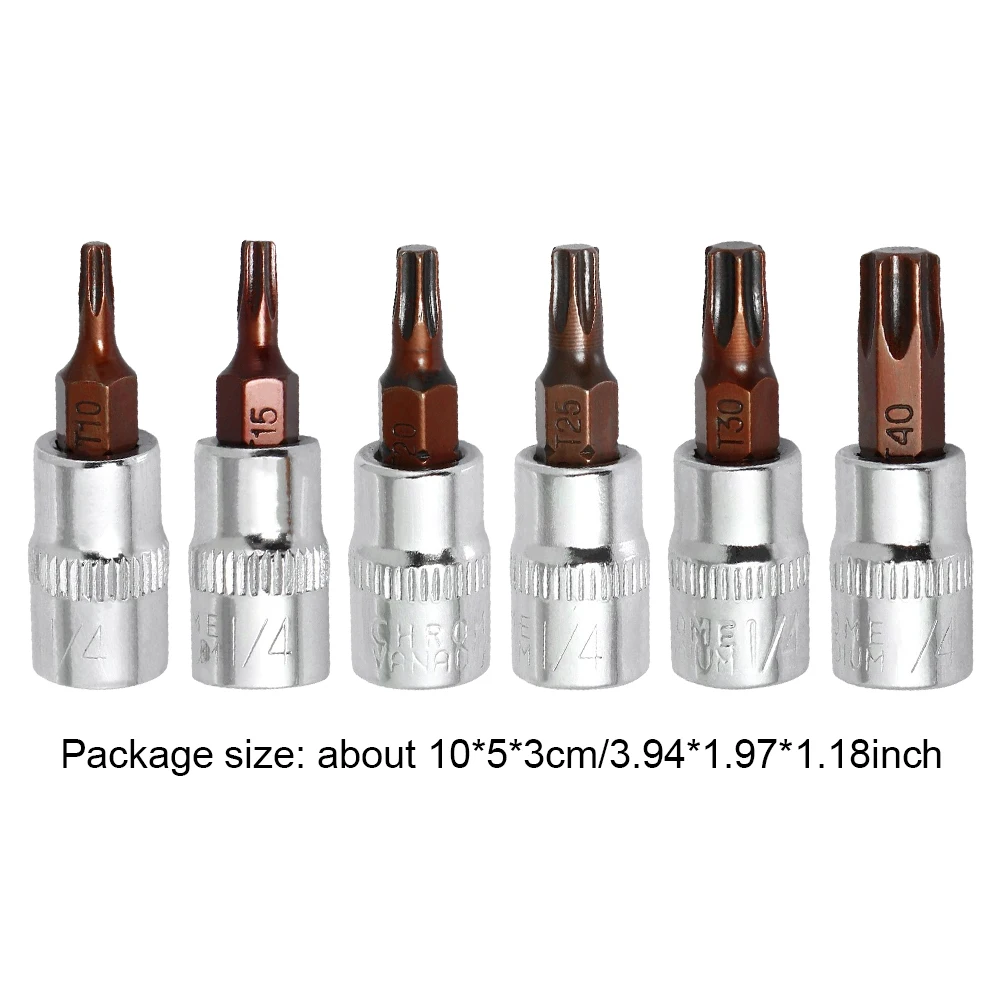 6 Pcs Drive Hex Bit Sockets Set 1/4 Inch Socket Wrench Adapter Screwdriver Bit Socket for Automobile Modification