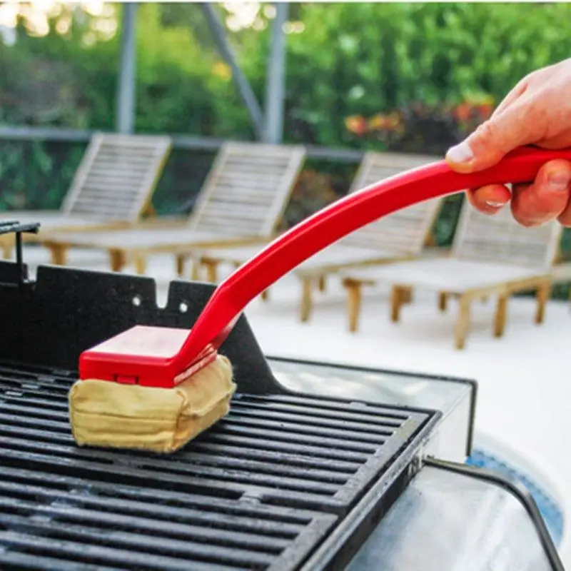 Barbecue Grill Cleaning Brush Degreasing Flame Retardant Cloth Replaceable Cleaning Head Bristle Free Steel Grates Bbq Cleaner