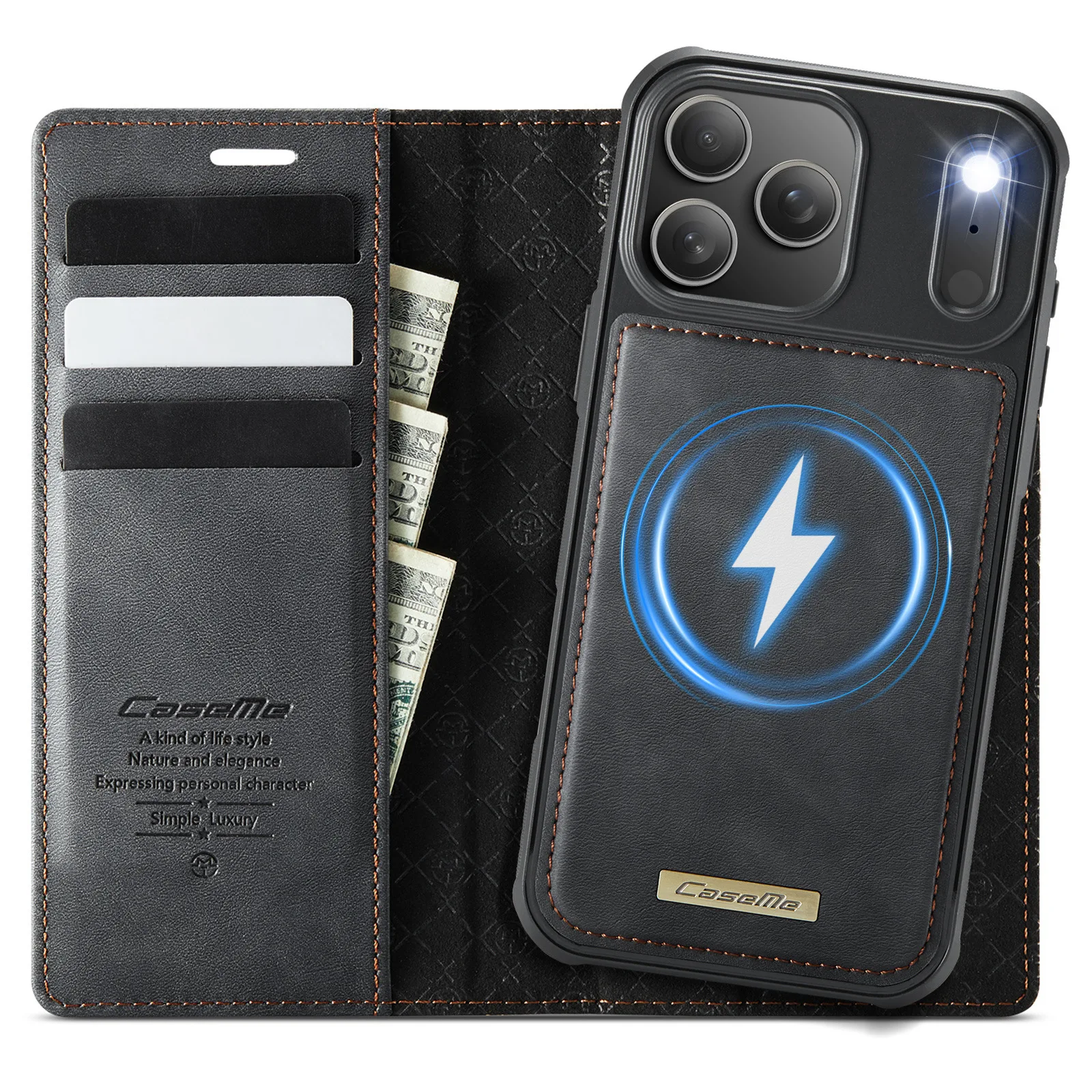 Premium Detachable Magnetic Leather Phone Wallet and Card Holder Case