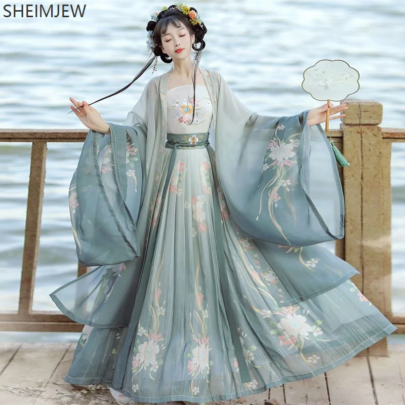 Robe Hanfu brodée dégradée de la dynastie des chansons traditionnelle pour femmes, Costume de scène de Style chinois ancien, robe de princesse Hanfu de danse