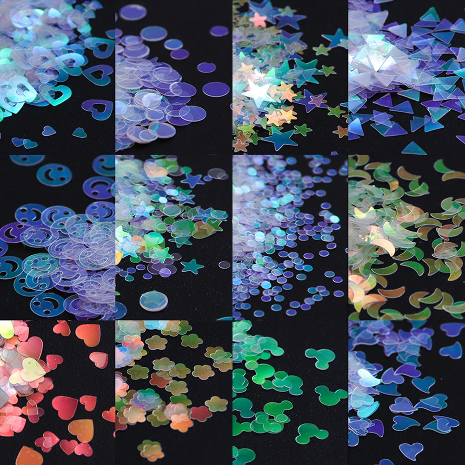 Holographic Nail Glitter Butterfly Star Round Heart Flake Mirror Sequins Gradient Mermaid Ultra Thin Slice Decoration SA1591