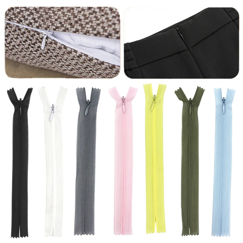 Description Picture 6 of item10pcs Long Invisible Zippers 3# 18/25/30/40/50/60cm Black White Nylon Coil Zipper For DIY Clothes Crafts Sewing Accessories