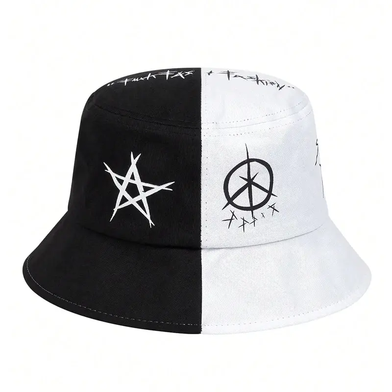 Description Picture 4 of itemUnisex Double Sided Wearable Eye Graffiti Print Personality Bucket Hats Fishermen Caps Outdoor Casual Cap Sunscreen Hat