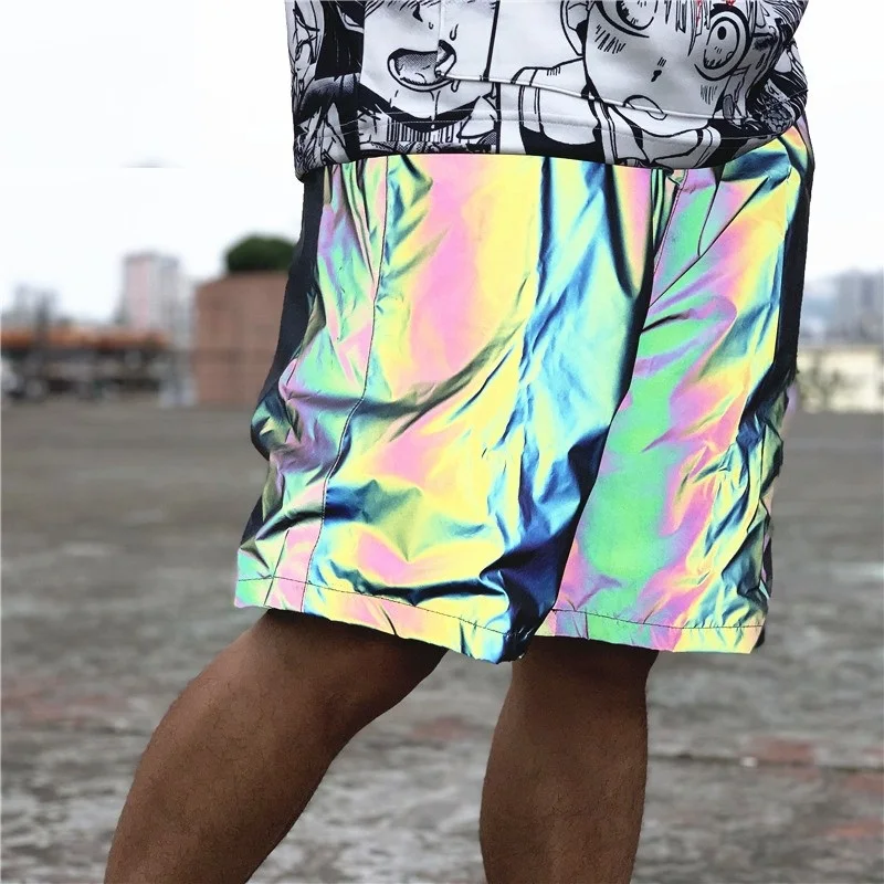 

Laser Sympony Hologram Irricidents Reflective Pants Man Boy's Chic Shorts