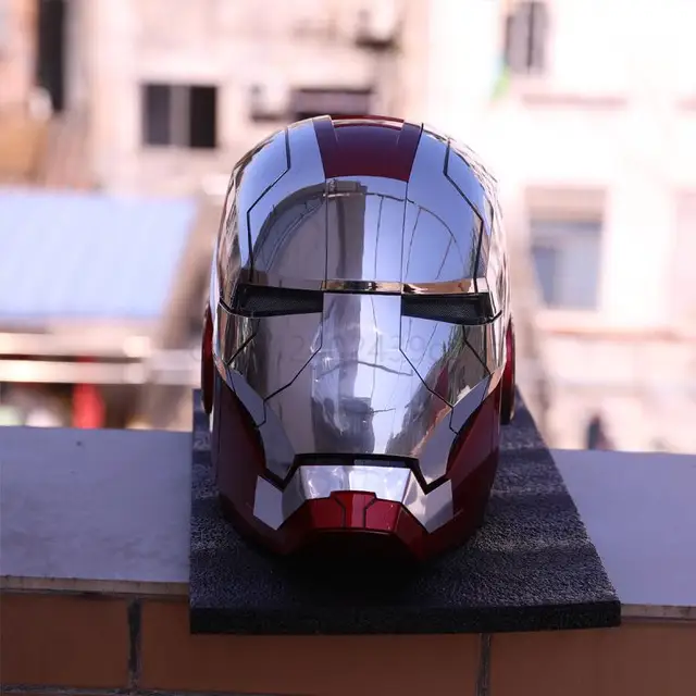  Polyacer Nuevo casco de Iron-mans electrónico MarK 7 casco  abierto y cerrado con ojos LED iluminados Super Hero Movie 1:1 modelo  Cosplay Prop para Halloween cumpleaños regalo de Navidad (Tamaño para 