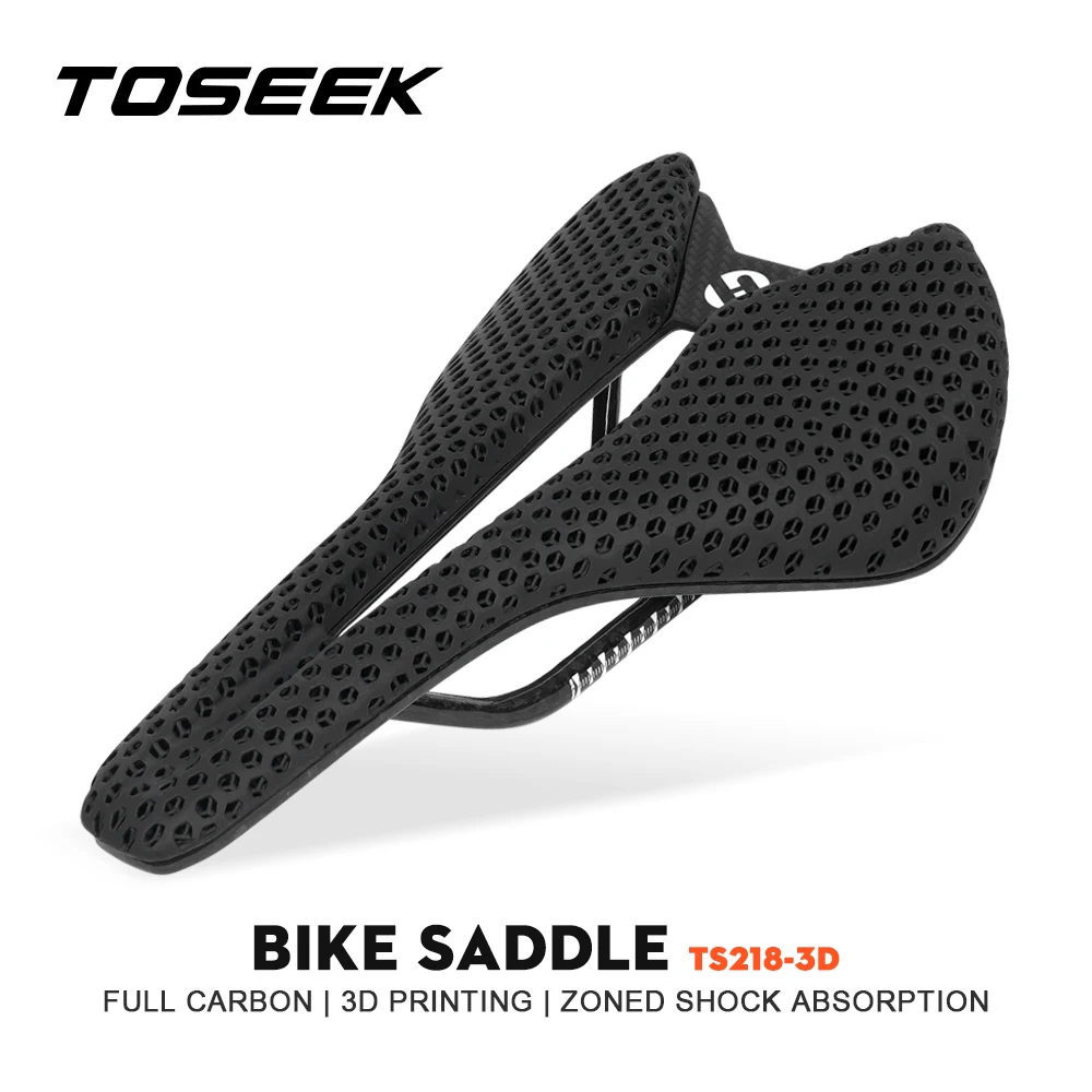 

TOSEEK 3D Printed Saddle Carbon Fiber Ultralight Hollow Comfortable Breathable MTB Mountain Road Bike Cycling Parts