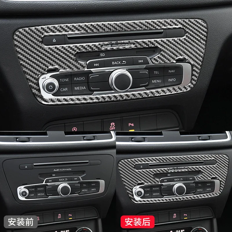 

FOR Audi Q3 modification Center console CD button adjustment Decorative stickers Carbon fiber pattern Interior modification