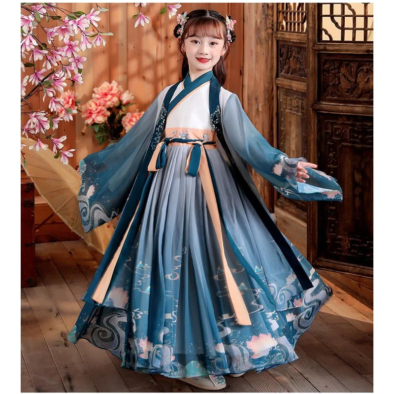 New Chinese Hanfu Dress Imitation Tang and Song Dynasty Fashion Girls' Dress