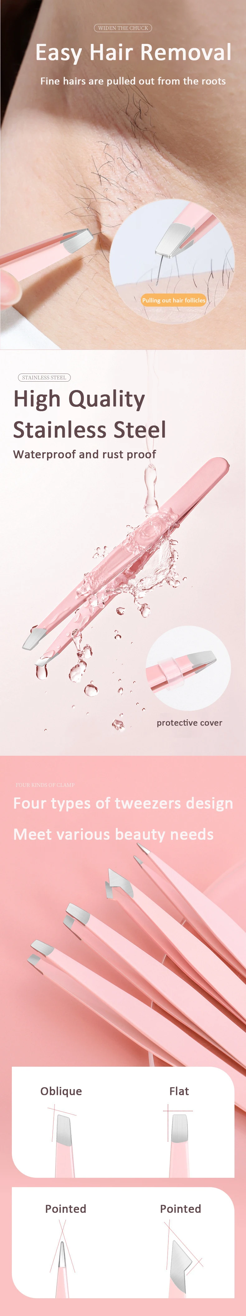 4 Stück Augenbrauen clips mehrfarbige Pinzette für Frauen große Präzision für ein gewachsene Haarsp litter Gesichts haaren tfernung Beauty-Tool – Detail 3