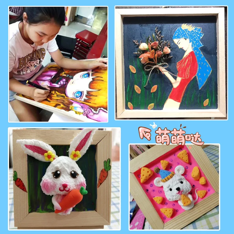 DIY Blank Wooden Photo Holders Children DIY Clay Frames For Home Wooden Craft Party Kids Gift Desktop Ornament Picture Frame wood canvas frame wood photo frame photo frame wood frame art frames wood picture frame