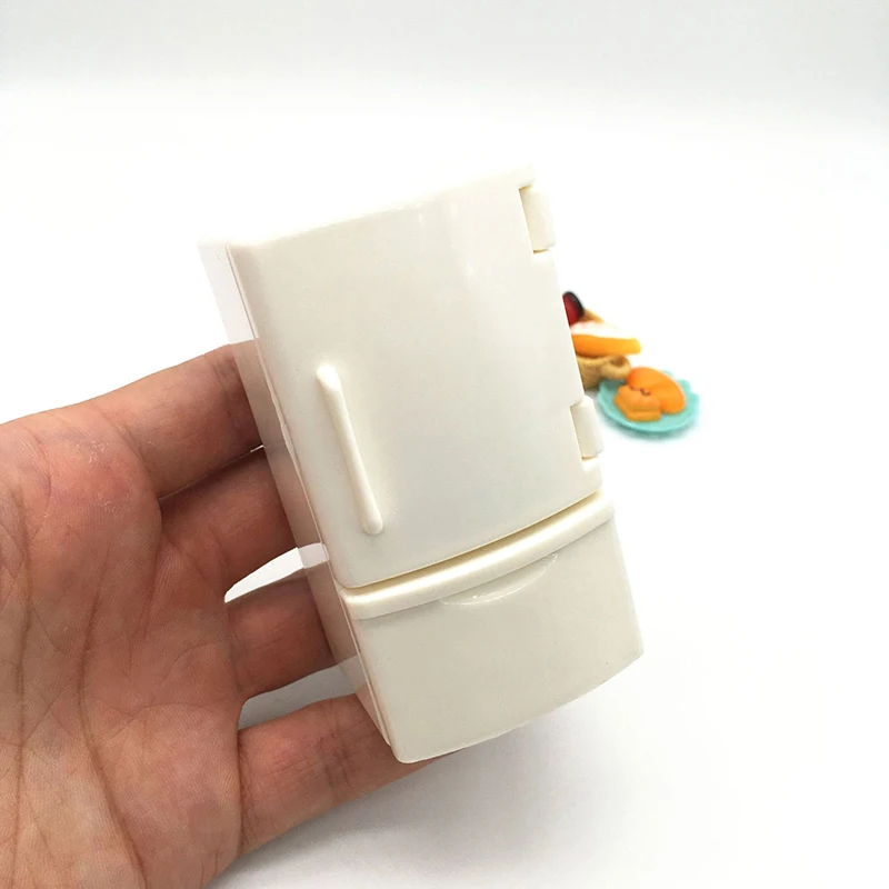 1:12 Mini Dollhouse White Refrigerator With Food Set Kitchen Toys Miniature Furniture Fridge Decorations For Kids Gift 3