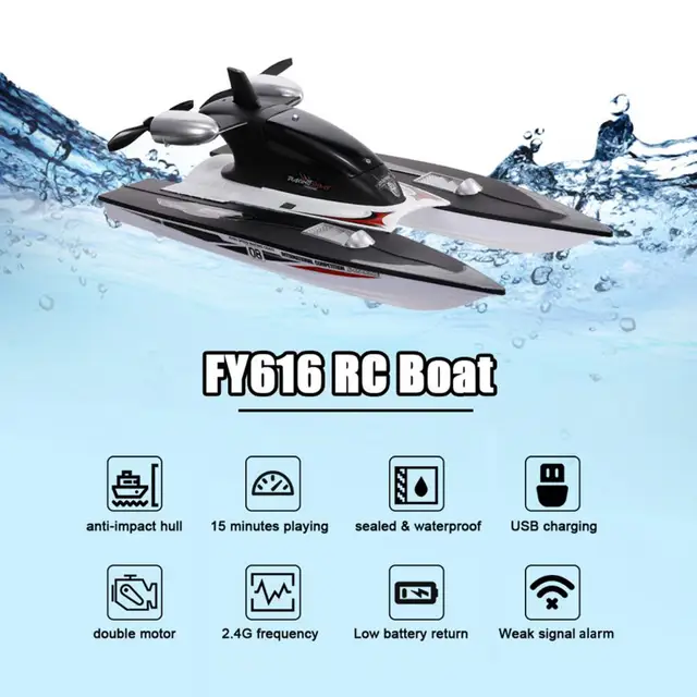 1 Set Eco-friendly 2.4G Remote Control Speedboat Yacht Toys USB Charging RC Boat Toy Capsize Protection Children Gift 2