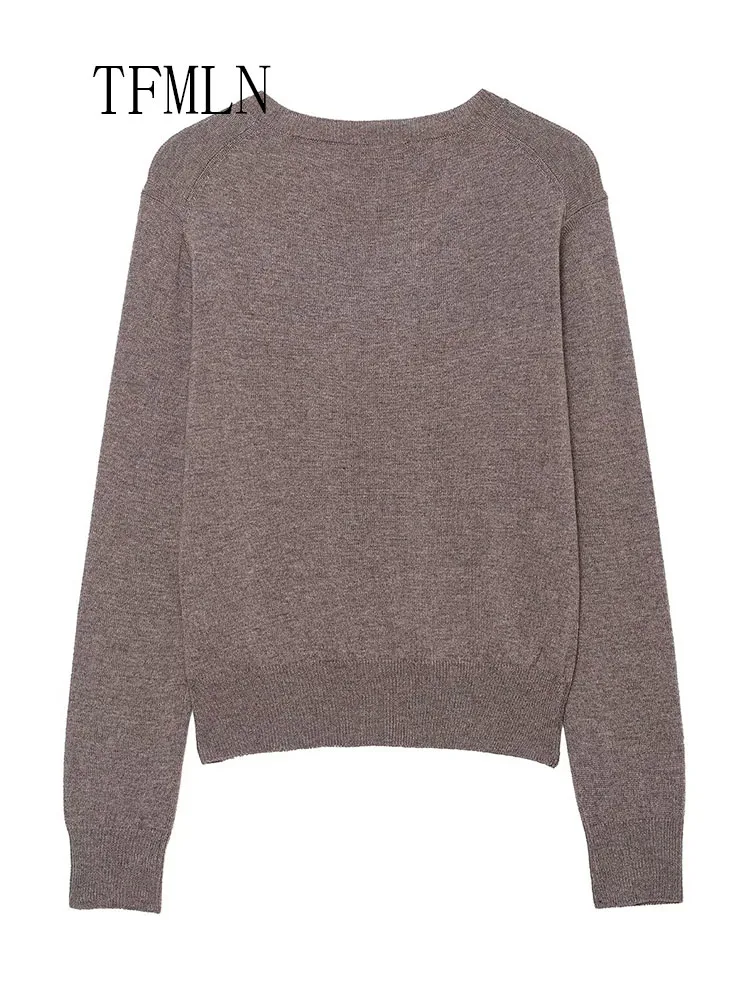 Simple Women Diamond Patterned Knitted Sweaters 2025 Autumn Causal V-neck Long Sleeve Soft Pullover Tops Vintage Street Knitwear