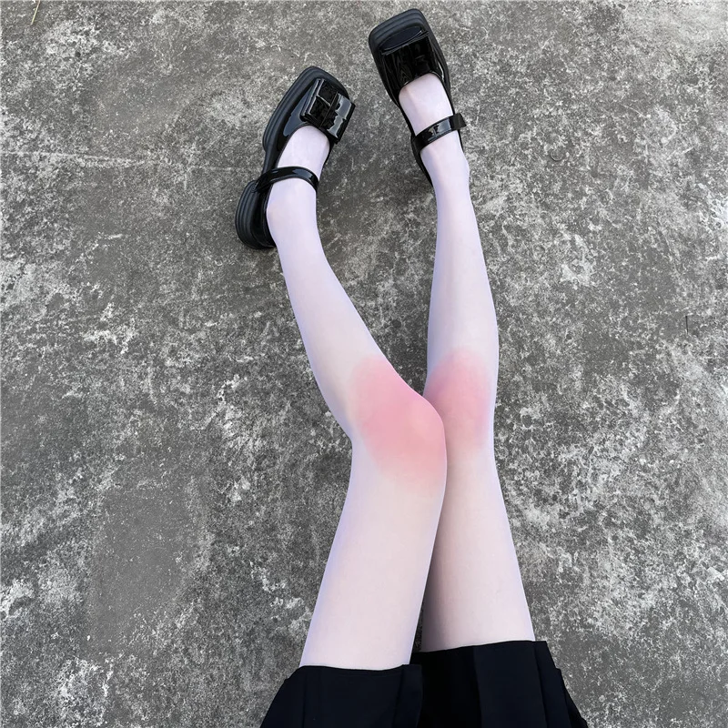 2022 Cute Girl Stockings Women Gradient Ramp Knee Blusher Style Girls Lolita  Tights JK Pantyhose White Student Kawaii Stockings - AliExpress