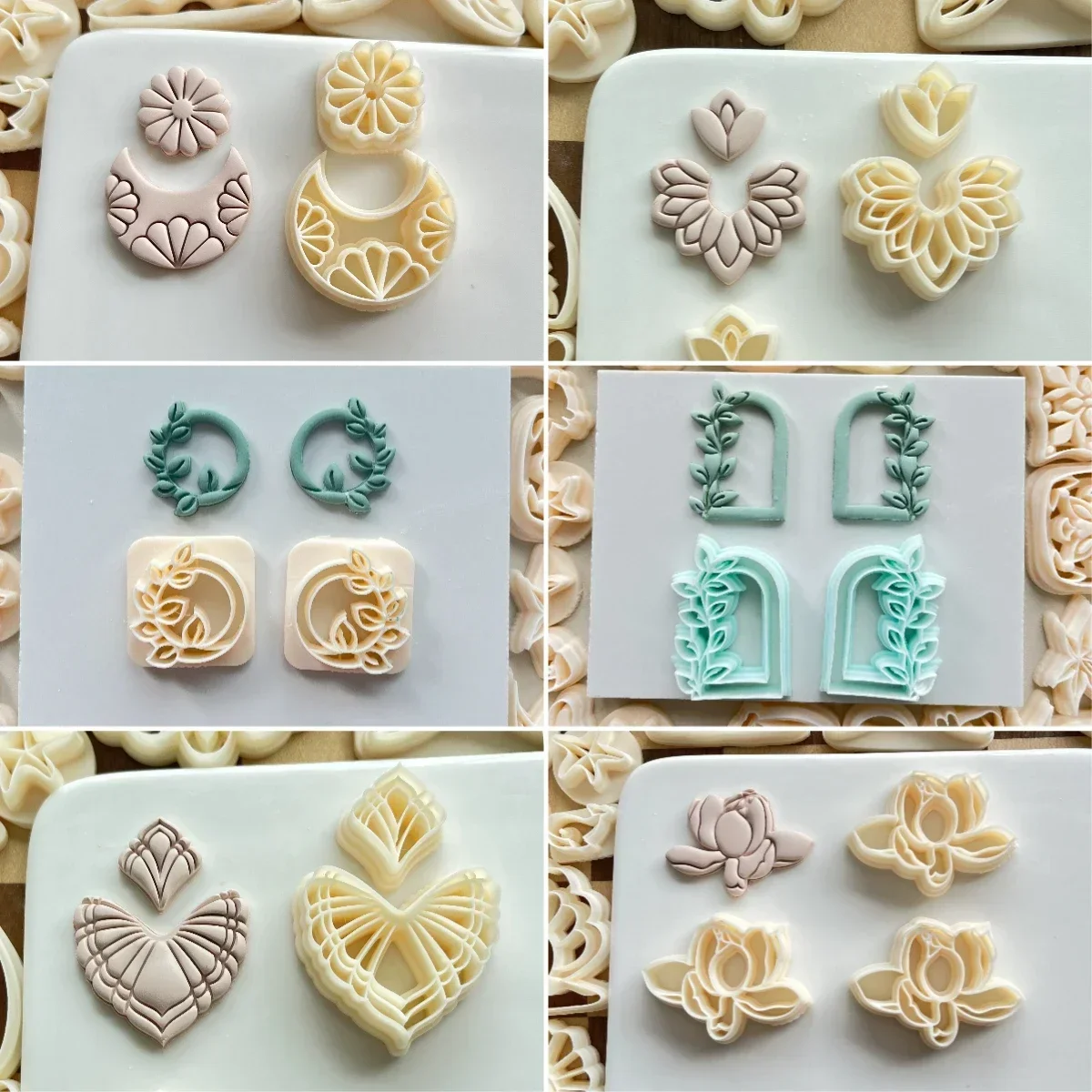 Vintage Flower Shaped Lotus/Moon/Daisy/Irregular Flower Art High-Precision Clay Molds Earring Jewelry DIY Handmade Cutting Molds