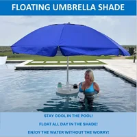 The Floating Pool Umbrella provides the perfect shade canopy! The floating table has 6 cup holders for your drinks! 2