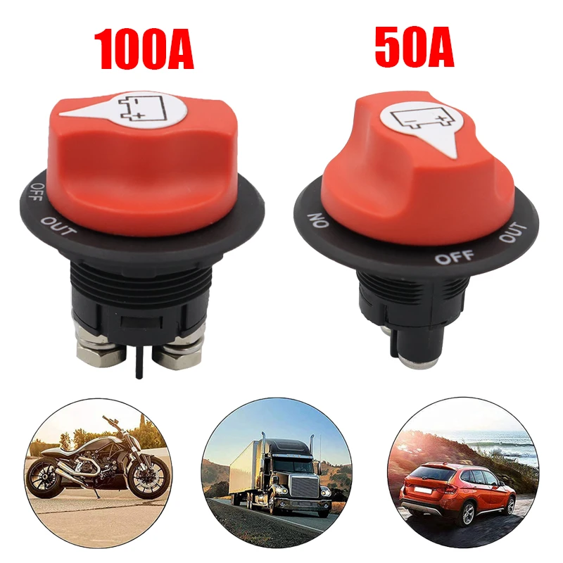 50/100A Car Battery Rotary Disconnect Switch Truck Marine Boat RV Safe Cut Off Isolator Power Disconnecter Auto Accessories car battery switch rotary disconnect power cut off disconnecter power isolator for auto truck motorcycle boat 50a 100a 200a 300a