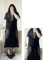 High Waist A-Line Denim Skirt for plus Size Women Korean Sle Commute Pear ape Body Design Sense Tassel Mid-Length Skirt - Image 4