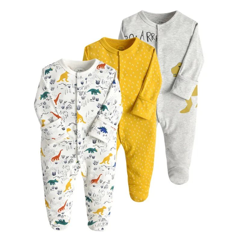 Newborn Baby Girl Clothes Long Sleeve Cotton Cartoon Printed Baby Romper Infant Jumpsuits Kids Clothes Climb Suit 3PCS/Lot baby clothes