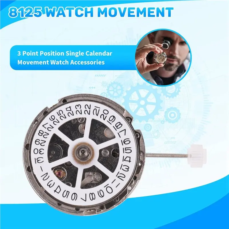 AG-2X 8215 무브먼트 시계 무브먼트 자동 기계식 3 포인트 포지션 싱글 캘린더 무브먼트 시계 액세서리