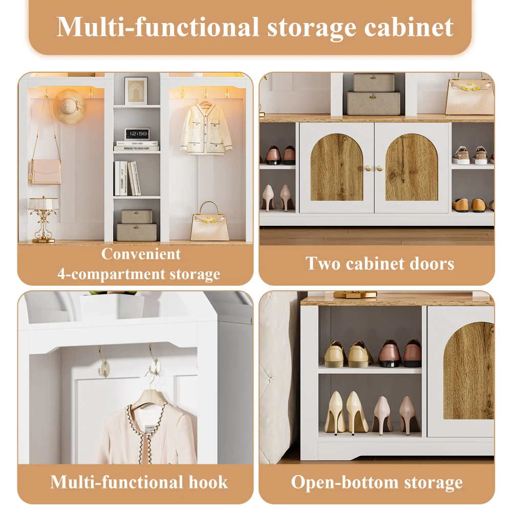 Multifunktionaler Kleiderschrank mit Schuhregal und Haken, Eingangsbereichsschrank mit Regalen, Kleiderschrank mit praktischem Stauraum – Detail 11