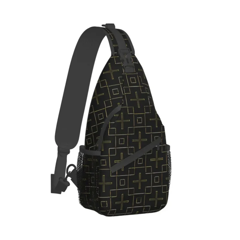 Crucifixion Crossbody Sports Square Pattern Black Gold Chest Bag Unisex Women Man Shoulder Backpacks Travel