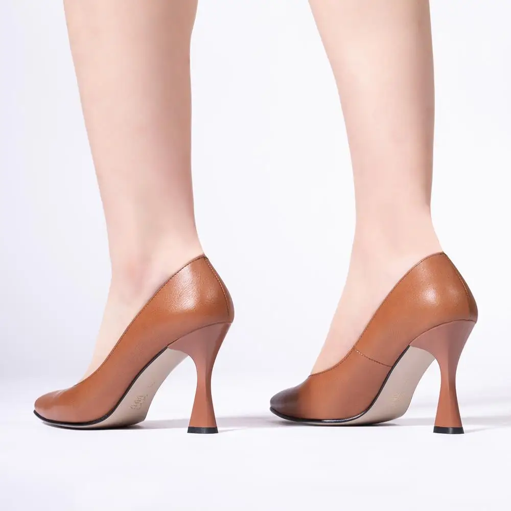 Callizio Women's Genuine Leather Pumps Woman High Heels Work Office Party Casual Daily Red Black Luxury Designer Summer Comfortable Slip on Wedding Bride Cute Pointed Toe Handmade Shoes for Women 2021 Female Size 12 40