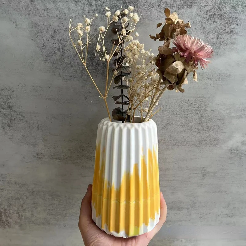 

Silicone Mold for Flower Pot, 3D Stripe Vase, DIY Flower Pot, Gypsum Concrete Silicone Mold, Pottery Ceramic Mold, Home Decorat