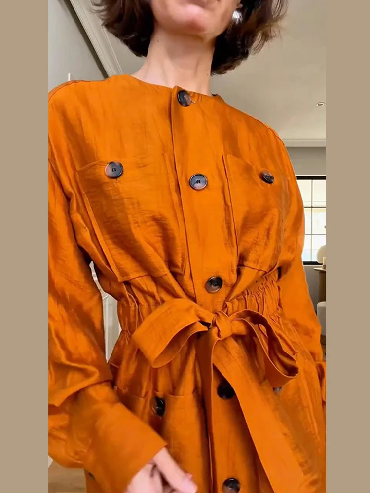 O-Ausschnitt, Schnürung, Multi-Pocket-Cargo-Mäntel, Hosenanzüge, Damen, sportlich, langärmlig, einreihig, schmale Oberteile, Hosen mit weitem Bein, Outfits – Detail 3