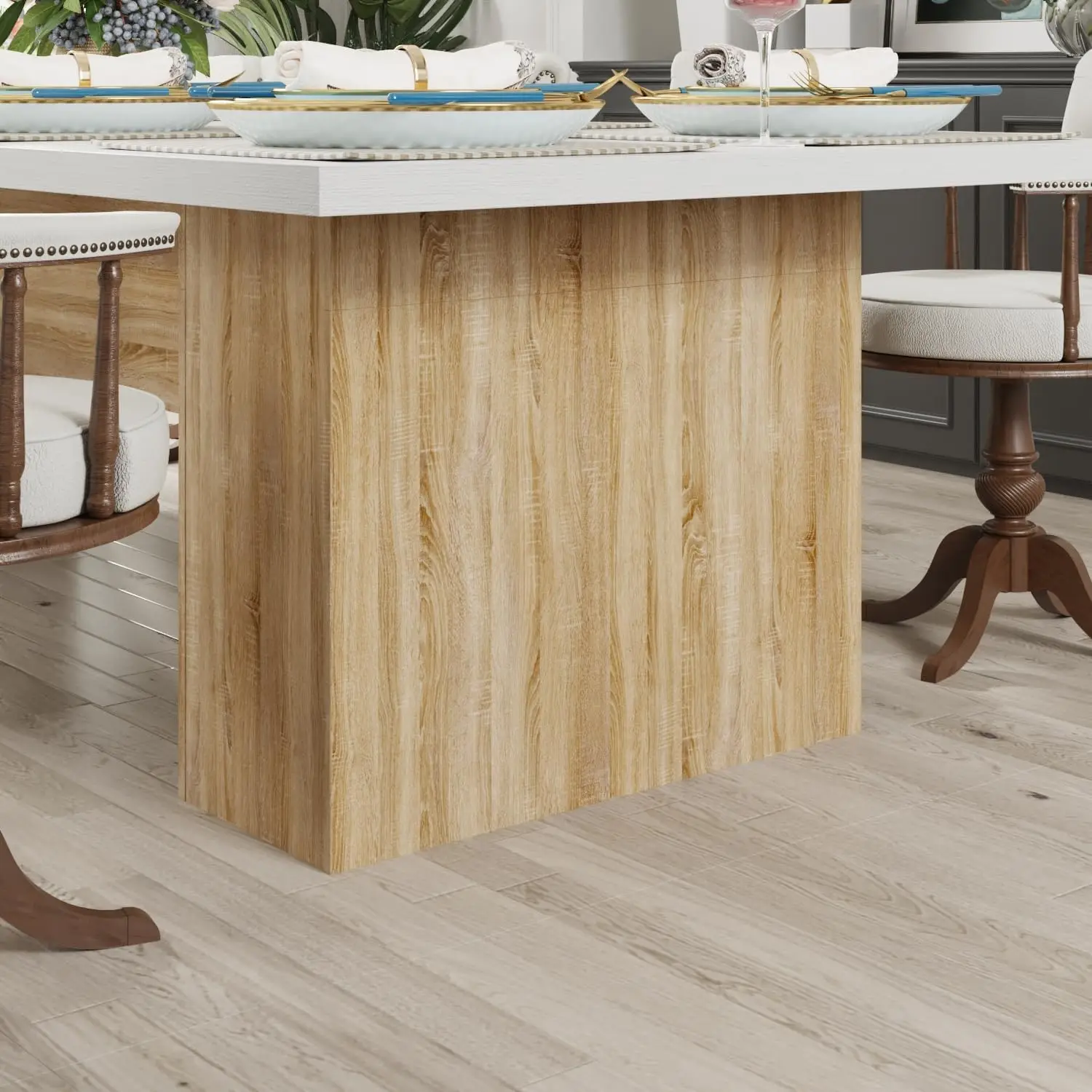 Dining Table for 10-12 People, 118-Inch Rectangular Wood Kitchen Table with Thicken Tabletop, Heavy Duty Office Conference Room