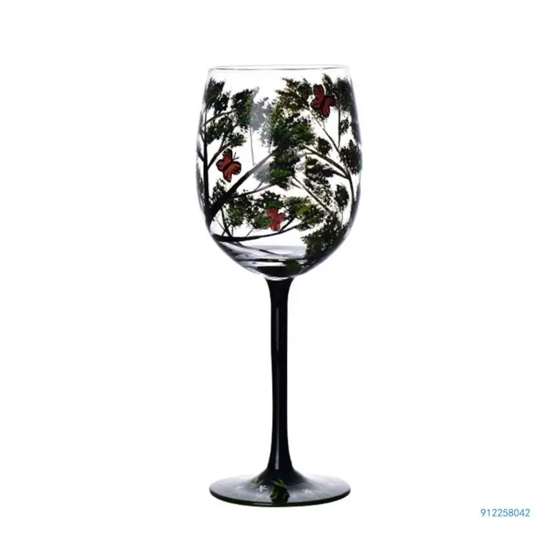22cm Four Seasons Tree Wine Glasses Unique Hand Painted Wine Glass Easy to Use