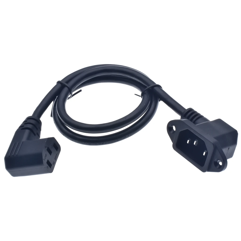 Удлинительный шнур IEC320 C14-C13, C14 с отверстиями для винтов, прямоугольный и короткий C13, длина 60 см, SVT 18AWG