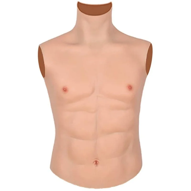 Realistic Silicone Fake Muscle High Neck Chest Costume Cosplay Makeup Halloween Props Male Body Shapers Are Stronger