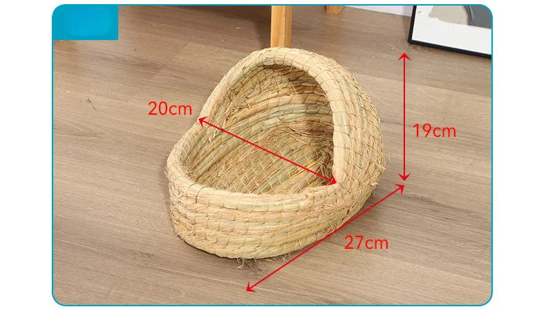 Stroh handgewebte atmungsaktive Kaninchen Gras Matte vier Jahreszeiten Hamster Meerschweinchen niederländische Schwein Fuß Matte Kaninchen Gras Nest Heimtierbedarf – Detail 8