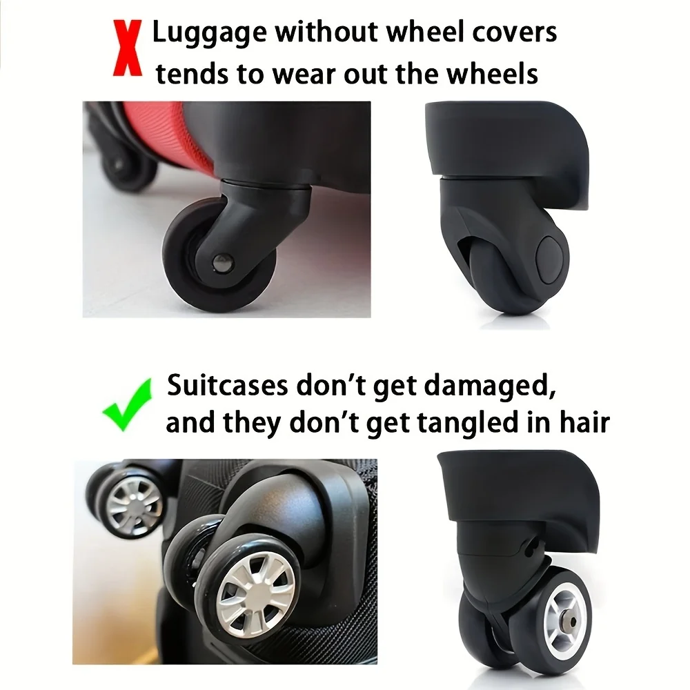 Wheels Protector Silicone Wheels Protector Wheel Cover 8PCS Colorful Silicone Wheels Cover Luggage Wheels Protector