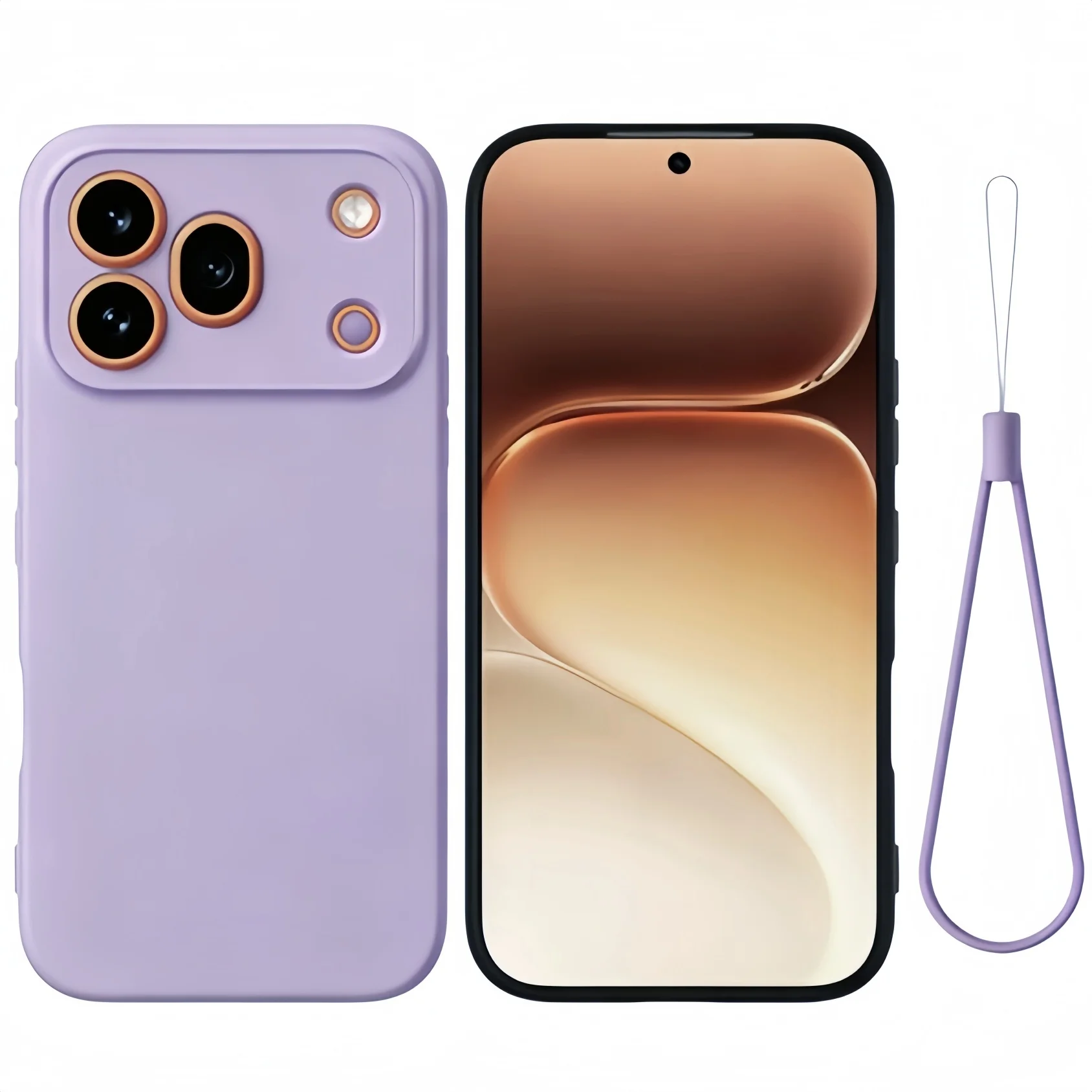Noble Fashion Shockproof Protective Liquid Silicone Case with Lanyard, Solid Color