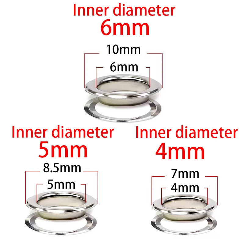 Eyelet Grommet Ring Kit Eyelet Grommet Ring Grommet Eyelet Kit 100sets 4/5/6mm Metal Eyelet with Washer
