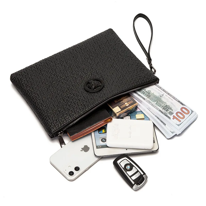 Tiger Head Design Men's Wallet Leather Feel Handbag Large Capacity Business Handbag Envelope Style