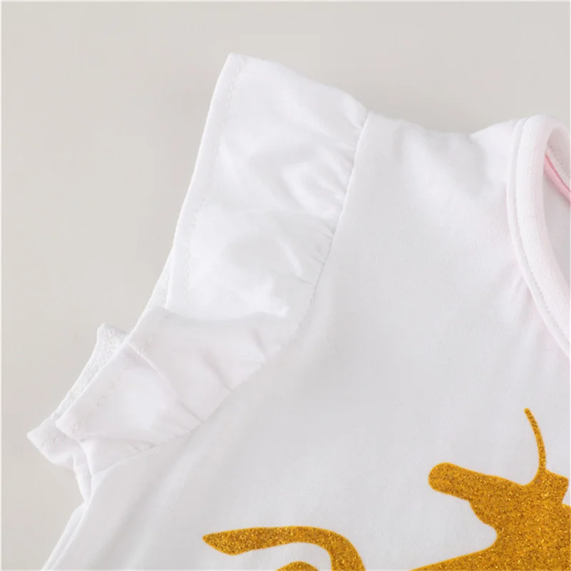 Jumping Meters Unicorn Stars Cartoon Dress Princess Short Sleeves Summer Clothing Princess Dress girls dress,princess costume,kids clothes