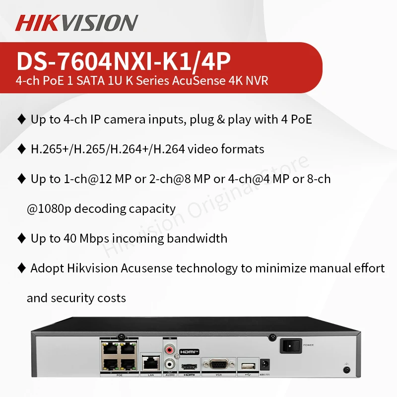 Hikvision AcuSense 4K NVR 16 Channel IP Camera Video Recorder