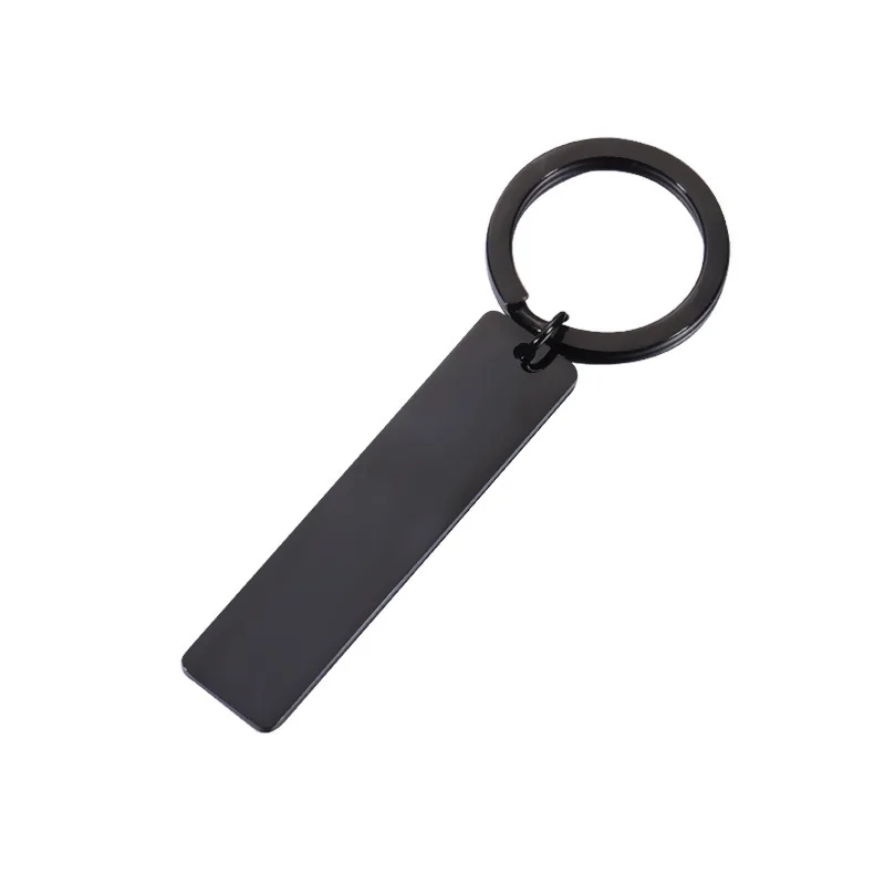 10Pcs 12x50mm 스트립 바 키 체인 미러 폴란드어 스테인레스 스틸 스탬핑 DIY 조각 태그 키 체인에 대 한 빈 키 체인