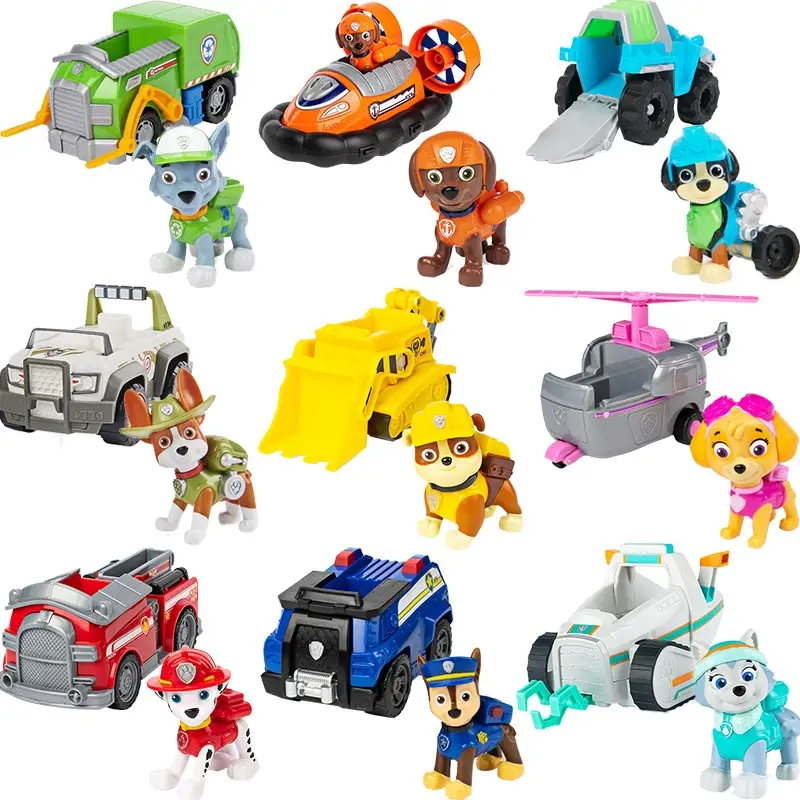 Original Paw Patrol Toys Car Action Figure Cartoon Patrulla Cina Chase Marshall Skye Canine Patrol Rescue Dog For Kid Boy Gift