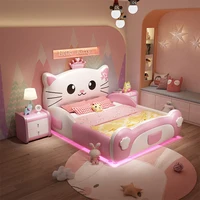 Princess Girls Luxury Double Bed Modern Soft Design Loft Single Children Beds Frames Baby Lit Cabane Enfant Bedroom Furniture 1