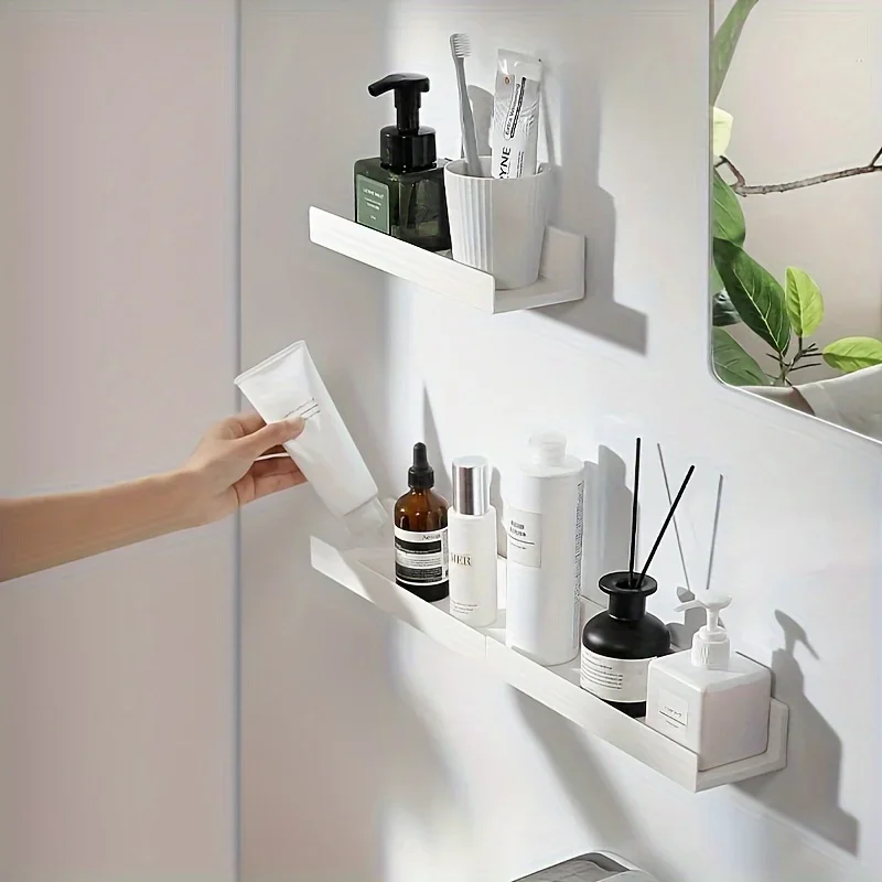 Bathroom Shelf Makeup Storage Organizer Rack Self Adhesive No-drill Shelves Wall Shampoo Rack Shower Shelf