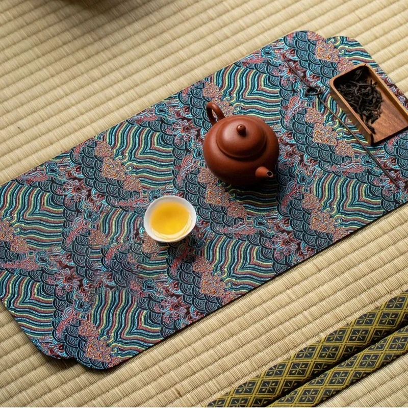 48X24cm Hot Sale Nordic Style Tea Table Antiskid Mat Restaurant Luxury Double-Sided Brocade Table Pad Tea Tabletop Upholstery