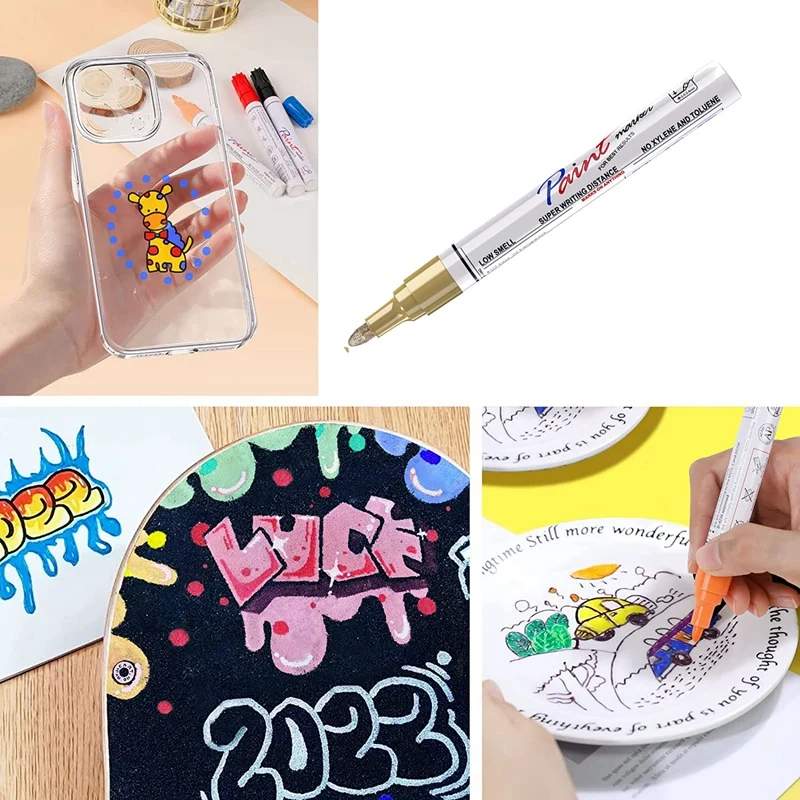 페인트 마커 펜, 금속, 원단, 캔버스, 목재, 암벽화, 유리, 머그잔, 플라스틱용, 8 가지 오일 기반 페인트 마커 세트