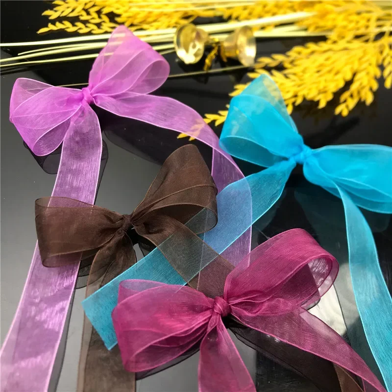 15mm 20mm 25mm 40mm Organza Ribbons 45Meters/Roll Christmas Wedding Party Decoration DIY Crafts Handmade Fabric White Ribbon