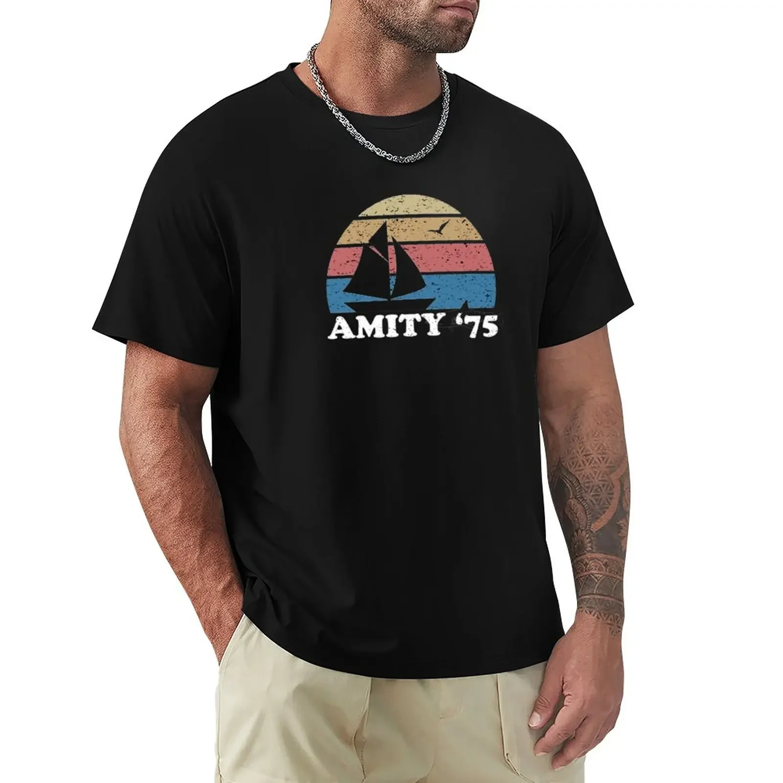 

Amity '75 - The Summer of Great White Shark Jaws T-Shirt vintage clothes shirts graphic tees t-shirts man T-shirt men