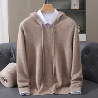 Vêtements pour hommes: pull tricoté en cachemire de vison pur 100%, pull à capuche décontracté et ample de grande taille, nouveaux produits d'automne et d'hiver 2