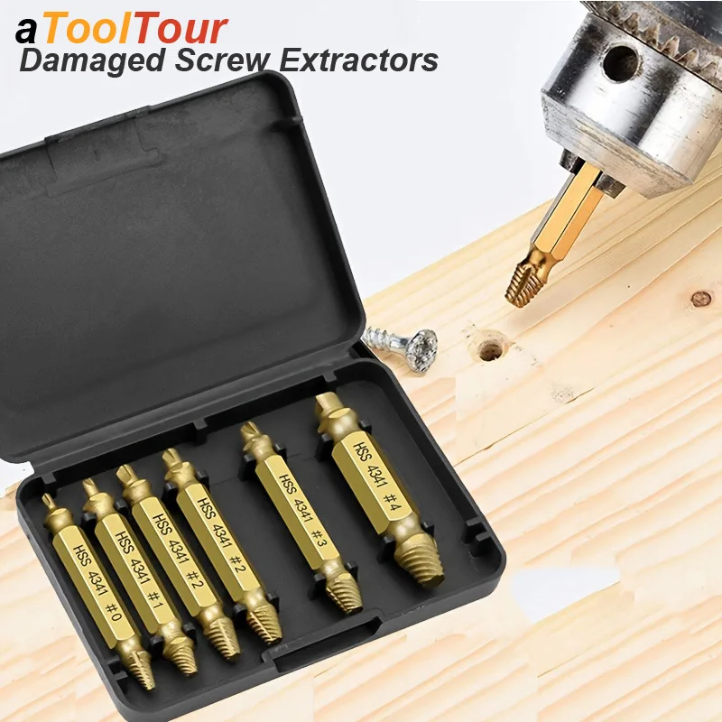 Damaged Screw Extractor Drill Bit Set Stripped Broken Screw Bolt Remover Extractor Easily Take Out Demolition Tools